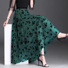 Load image into Gallery viewer, Mesh Floral Skirt For Women 2023 Autumn Winter Lace Flocking Fashion Big Swing Elastic High Waisted Elegant Mujer Party A-Line