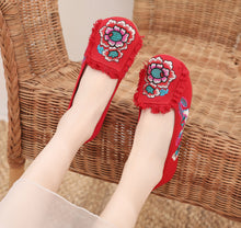 Load image into Gallery viewer, Fur Embroidered Single Shoe Cloth Shoes Oxford Soft Sole Walking Casual Dance Shoes