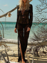 Load image into Gallery viewer, Casual Vacation Beach Lace-Up Mask Long Dress Cover-Ups