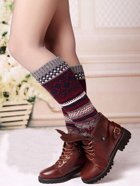 Winter Bohemian Boot Cuffs Knit Crochet Leg Warmers Socks