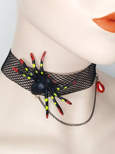 Load image into Gallery viewer, Halloween Black Spider Lace Necklace