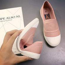 Load image into Gallery viewer, White Toe Color Blocking Canvas Slip On Casual Flat Shoes