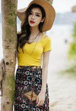 Load image into Gallery viewer, Beautiful Floral-Printed Chiffon Skirt And Solid Color T-Shirt Two-Piece Suits