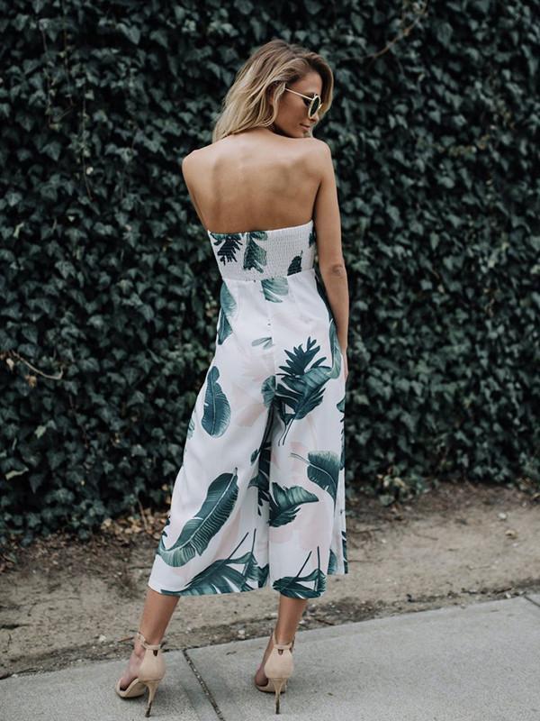 Casual Bow Patchwork Backless Off Shoulder Jumpsuits