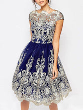 Load image into Gallery viewer, Elegant Lace Cap Sleeve Midi Dress Evening Dress