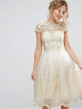 Load image into Gallery viewer, Beautiful Lace Cap Sleeve Midi Dress Evening Dress