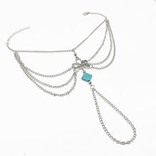 Load image into Gallery viewer, Vintage Gothic square turquoise tassel chain multi-layer anklet