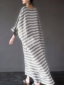 Stripe Loose Plus Size Casual Maxi Dress