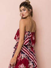 Load image into Gallery viewer, Printed Off Shoulder Tops High Waist Side Split Maxi Skirt Two Pieces Set
