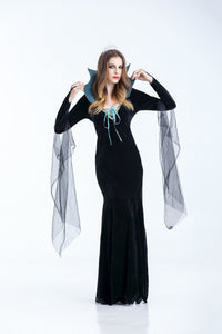 Halloween Black Long Sleeve Witch Maxi Dress