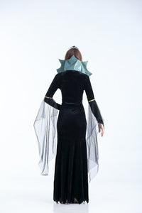 Halloween Black Long Sleeve Witch Maxi Dress