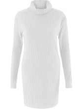 Load image into Gallery viewer, Fashion Long Sleeve Casual High Neck Striped Knit Sweater Dress