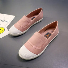 Load image into Gallery viewer, White Toe Color Blocking Canvas Slip On Casual Flat Shoes