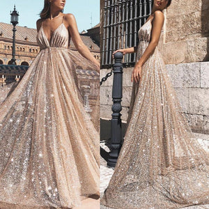 Elegant Sleeveless Backless Evening Maxi Dress