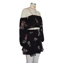 Load image into Gallery viewer, Chiffon Off The Shoulder Skirt and Sleeve Top 2 Piece Set