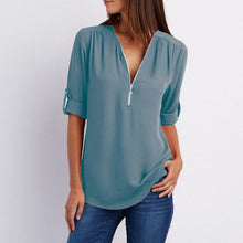 Load image into Gallery viewer, Solid Color V Neck Summer T Shirt Blouse
