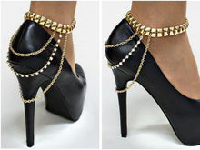Load image into Gallery viewer, Fashion new anklet heavy metal tassel women s diamond-studded high-heeled shoes