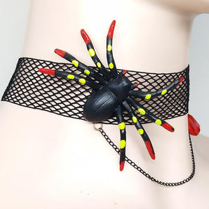 Halloween Black Spider Lace Necklace