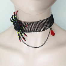 Load image into Gallery viewer, Halloween Black Spider Lace Necklace