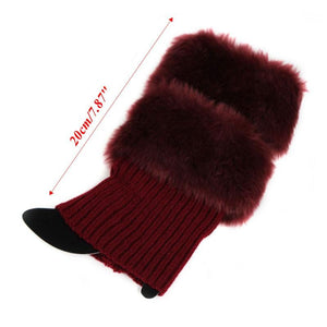 Winter Warm Crochet Knit Fur Trim Leg Warmers
