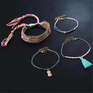 Fashion Tassel Bracelet Colorful Braided Bohemian Bracelets Set