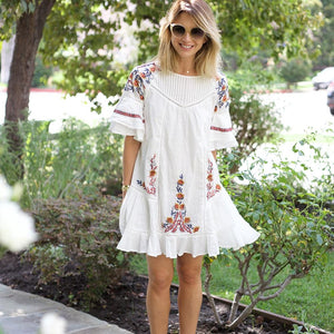 Bohemian Loose Embroidery Hippie Beach Mini Dresses