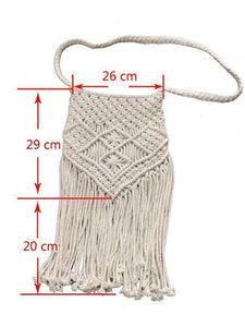 Handmade Cotton Knitting Bohemia Tassel Bag