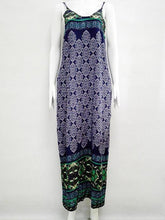 Load image into Gallery viewer, Fashion Navy Blue Bohemia Spaghetti Straps V Neck Maxi Dress