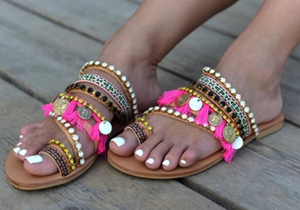 Vintage Boho Beach Tassels Flat Sandals Shoes