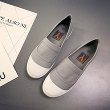 Load image into Gallery viewer, White Toe Color Blocking Canvas Slip On Casual Flat Shoes