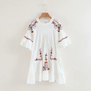 Bohemian Loose Embroidery Hippie Beach Mini Dresses