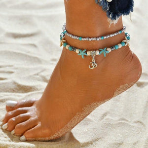 Summer Barefoot chain Beach Anklets Hollow Out Water Droplet Shape Multi-storey Foot Fashion Jewelry