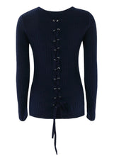 Load image into Gallery viewer, Solid Long Sleeve Back Lace up Sweater