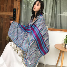 Load image into Gallery viewer, Ethnic Style Long Scarf Nepal Jacquard Fringed Cotton Ladies Shawl Scarf