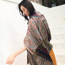 Load image into Gallery viewer, Ethnic Style Long Scarf Nepal Jacquard Fringed Cotton Ladies Shawl Scarf