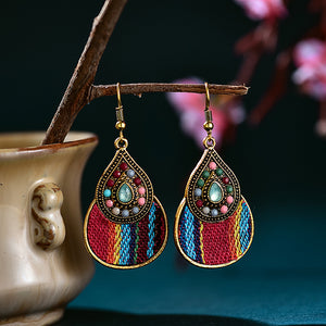 Creative Personality Ethnic Style Earrings Woven Fabric Mixed Color Diamond Earrings