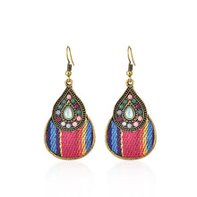 Load image into Gallery viewer, Creative Personality Ethnic Style Earrings Woven Fabric Mixed Color Diamond Earrings