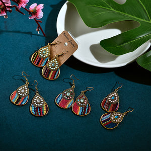 Creative Personality Ethnic Style Earrings Woven Fabric Mixed Color Diamond Earrings