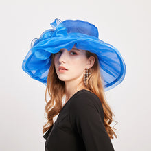 Load image into Gallery viewer, Summer Ougan Gauze Hat Fashion Hat Women&#39;s Flower Beach Sun Hat Big Brim Face Shield Sun Hat