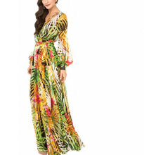 Load image into Gallery viewer, Spring and Summer New Print Dress V-neck Balloon Sleeve 3-color Dress