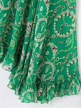 Load image into Gallery viewer, Bohemia Chiffon Green Flared Sleeves V-neck Maxi Dress