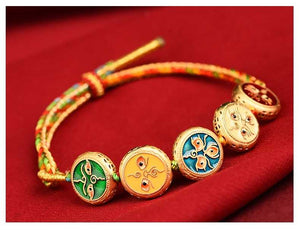 Tibetan Weaving Five-way God of Wealth Bracelet, Pure Hand-woven Cotton Thread Bracelet