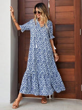 Load image into Gallery viewer, 2024 Sping Summer Boho Women Maxi Dress Casual Short Sleeve A-line Flounce Beach Woman Chiffon Dresses Floral Vestidoes Mujer