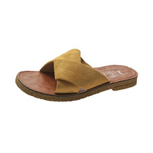 Load image into Gallery viewer, Summer Outerwear Flat Bottomed Cross Over Women&#39;s Slippers with One Line Suede Surface