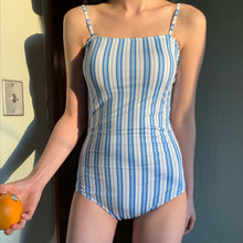 Load image into Gallery viewer, New Striped One-piece Swimsuit Women&#39;s Simple Ins Style Strapless Girls&#39; Hot Spring Swimsuit