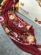 Load image into Gallery viewer, Embroidery Linen Flower Shawl Cotton and Linen Versatile Long Sunscreen Travel Scarf