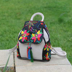 Ethnic Style New Fashion Linen Embroidery Bag Canvas Backpack Fashion Versatile Schoolbag Women's Small Backpack