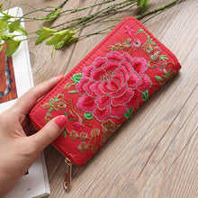 Load image into Gallery viewer, Ethnic Style Purse Single Female Handbag Embroidered Roses Large-capacity Card Bag with Mobile Phone Bag