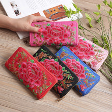 Load image into Gallery viewer, Ethnic Style Purse Single Female Handbag Embroidered Roses Large-capacity Card Bag with Mobile Phone Bag