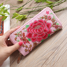 Load image into Gallery viewer, Ethnic Style Purse Single Female Handbag Embroidered Roses Large-capacity Card Bag with Mobile Phone Bag